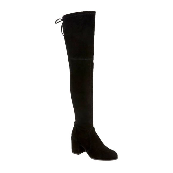 $900 Stuart Weitzman Daphne Over the Knee Boot BLACK SUEDE LIFT BLOCK 6 (PB7)
